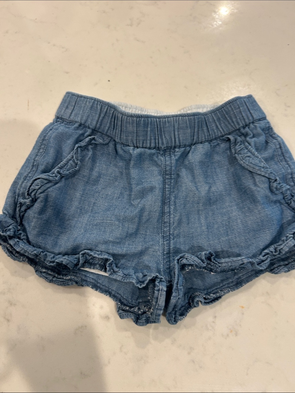 Crewcuts Light Blue Denim Ruffle Hem Shorts